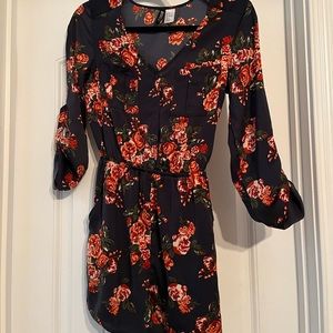 H&M Divided| Navy Blue Flower Romper